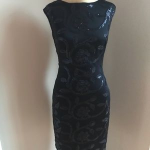 Ralph Lauren navy sequined cocktail dress.